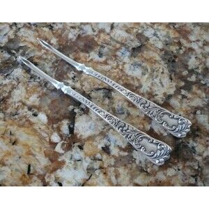 Rogers & Hamilton 1889 Monarch 2 Nut Picks Silver Plate